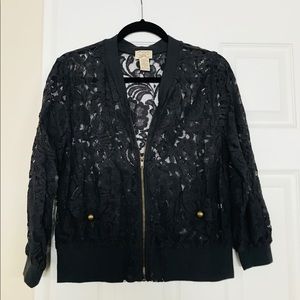 Dark blue/grey lace long sleeve jacket